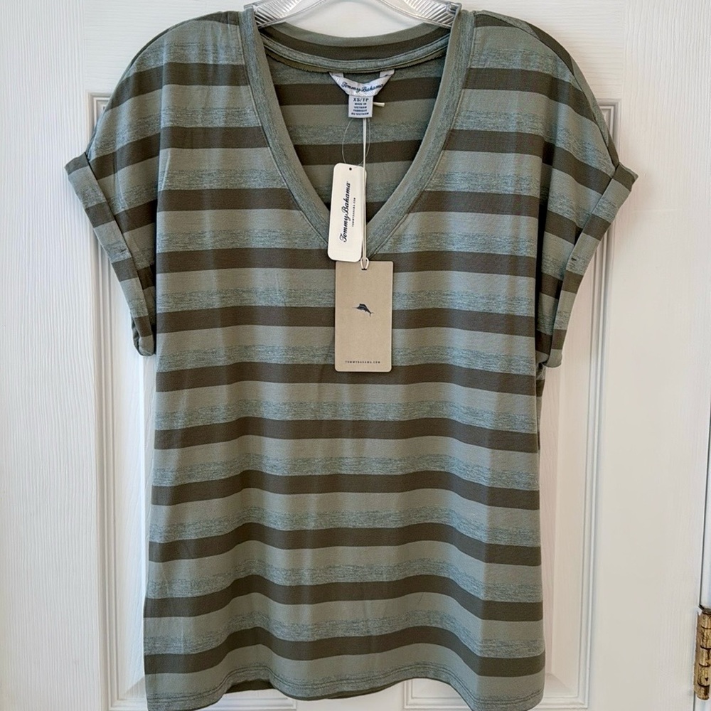 Tommy Bahama Kauai Island Voyage V-Neck Tee,
Tea Leaf Heather, XS - Picture 5 of 7
